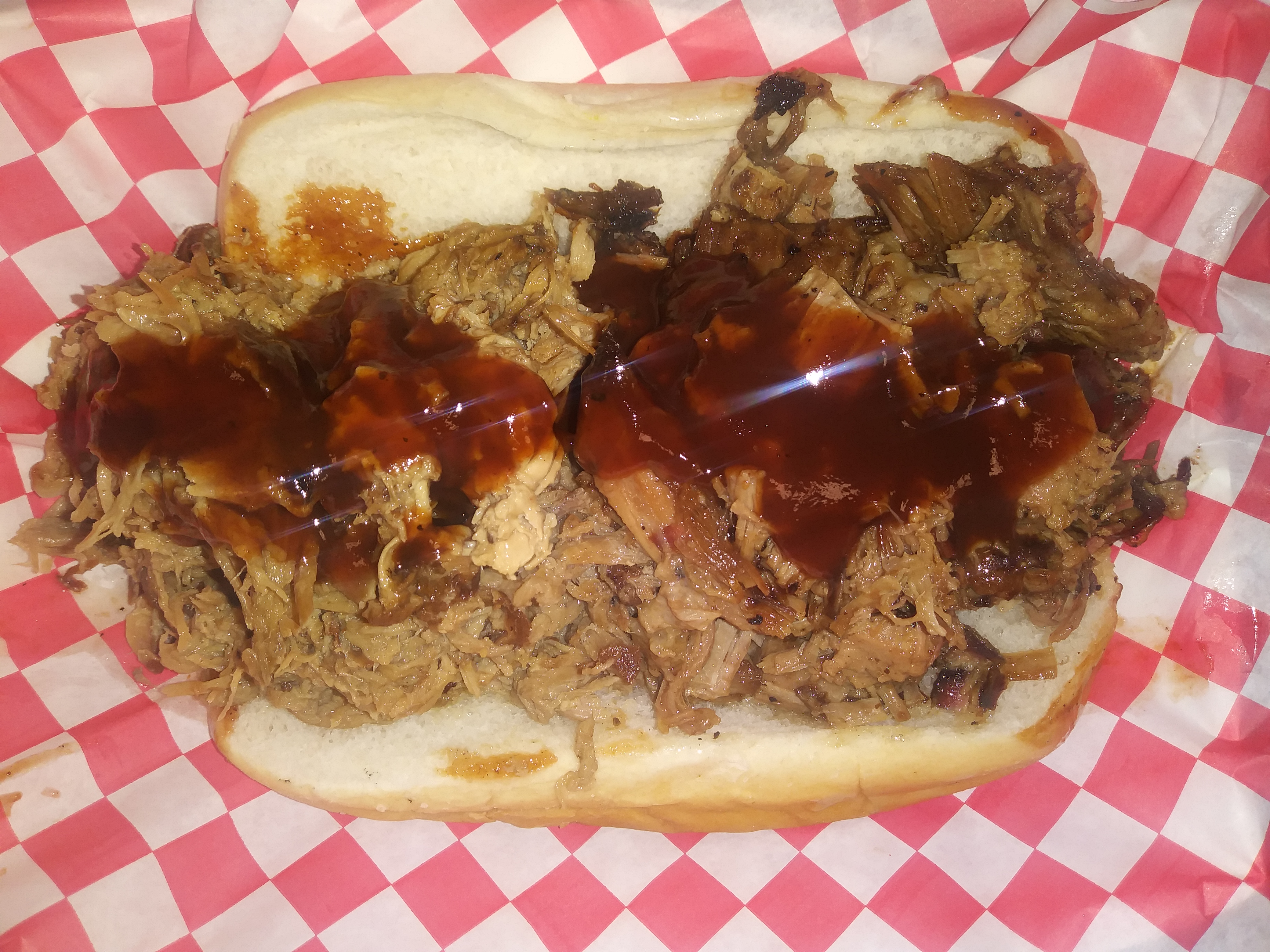 Order 1/2 Pork and 1/2 Brisket Sandwich food online from Ohio City BBQ store, Cleveland on bringmethat.com