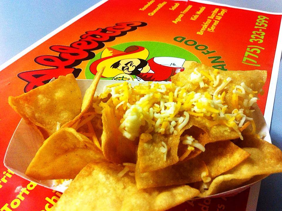 Order Half Nachos food online from Aldertos Fresh Mexican Food store, Reno on bringmethat.com