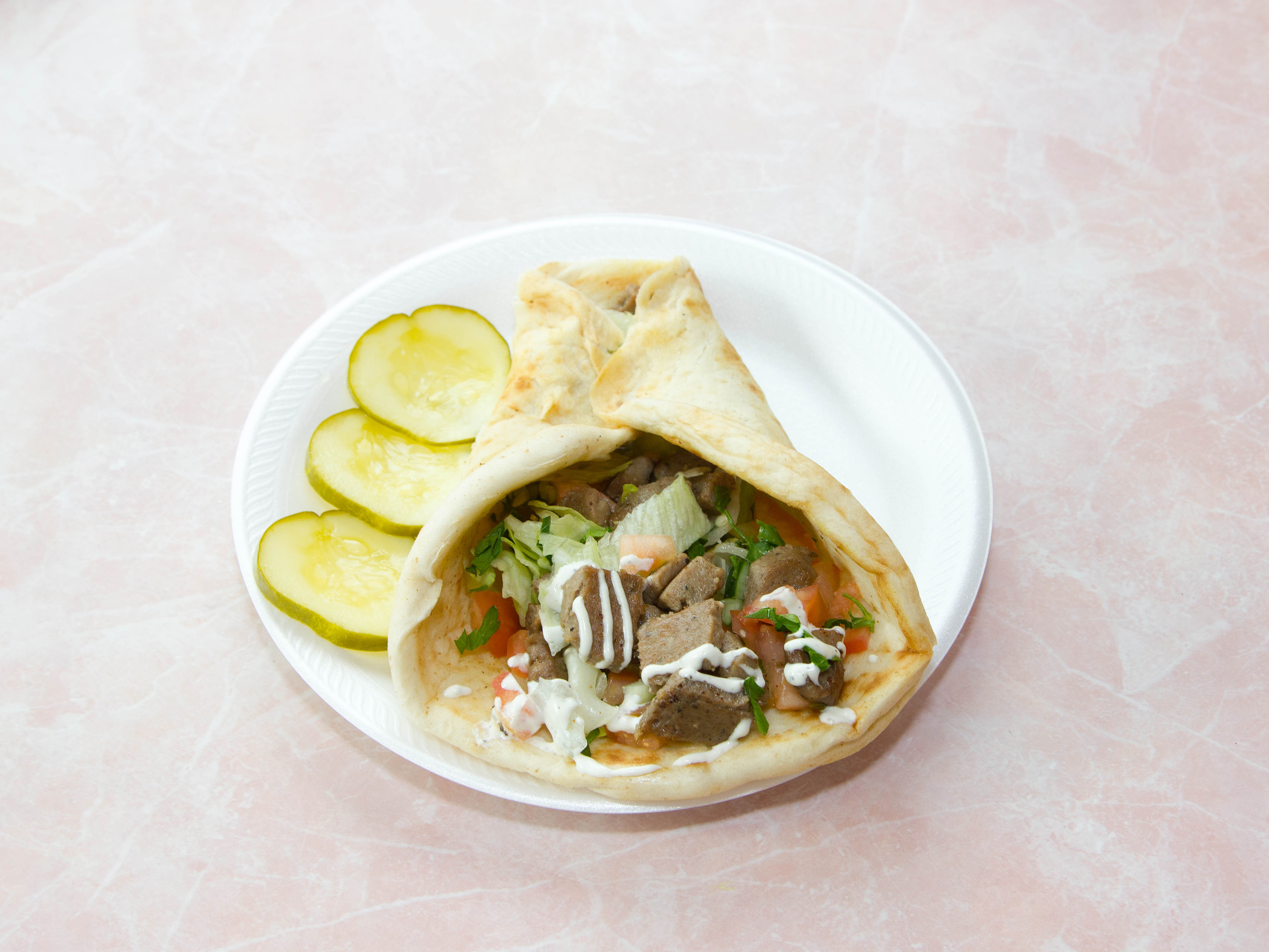 Order Chicken and Beef Gyro Mix Platter food online from Madina Halal Platter store, Rahway on bringmethat.com