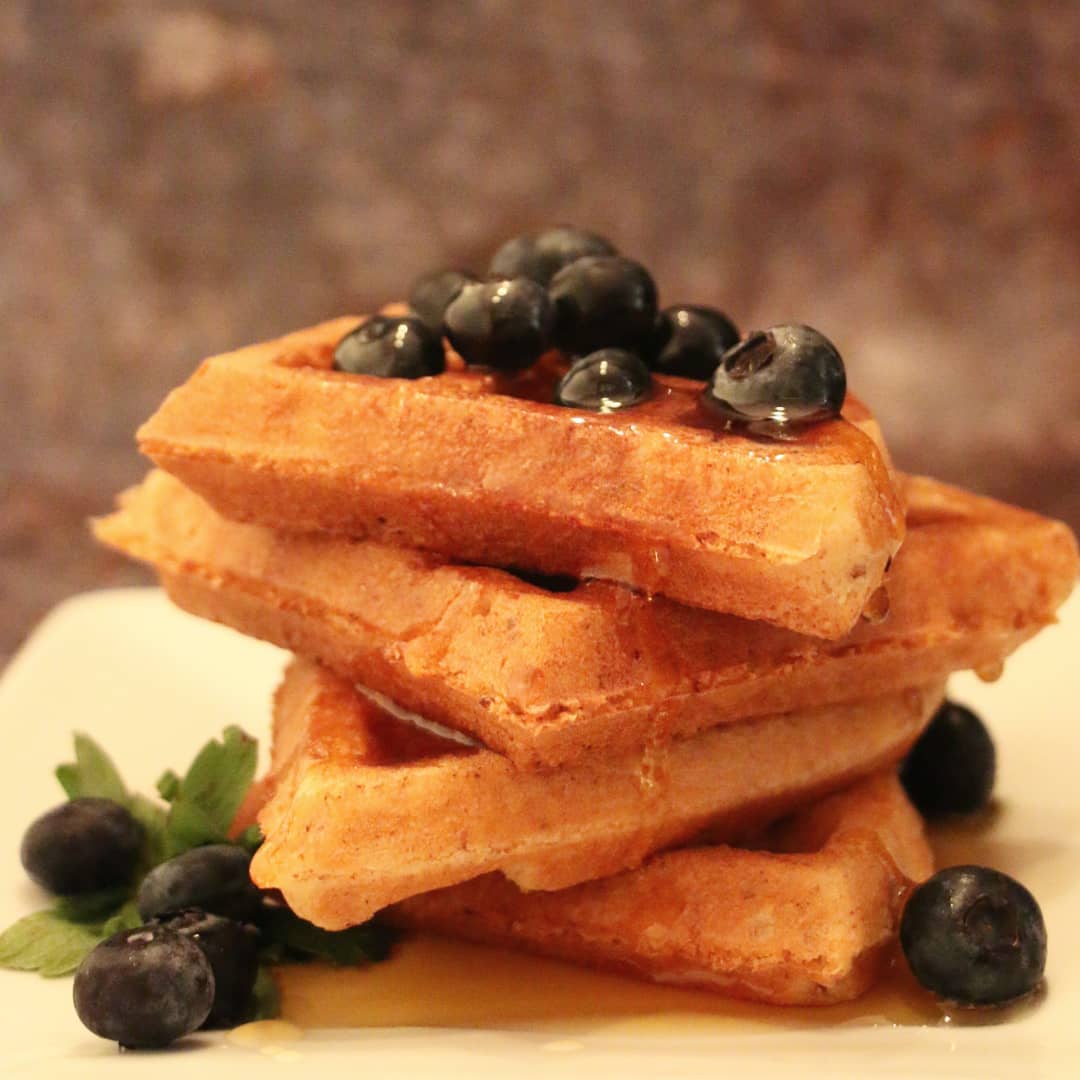 Order Waffles Vegan with Blueberries and Maple Syrup Meal food online from Cristy Kitchen store, Roswell on bringmethat.com
