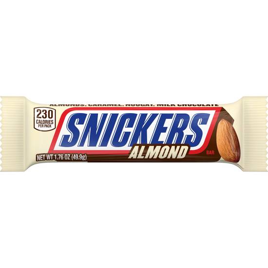 Order Snickers Almond Singles Size Chocolate Candy Bar food online from Pepack Sunoco store, Peapack on bringmethat.com