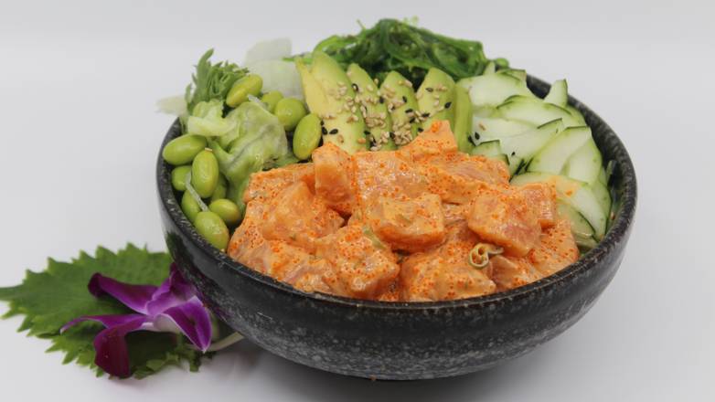 Order Spicy Salmon Salad Bowl food online from Ij Sushi Burrito store, Seattle on bringmethat.com