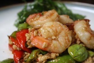 Order C10. Sauteed SaTor Bean with shrimp and chicken  food online from Ayada Thai store, Elmhurst on bringmethat.com