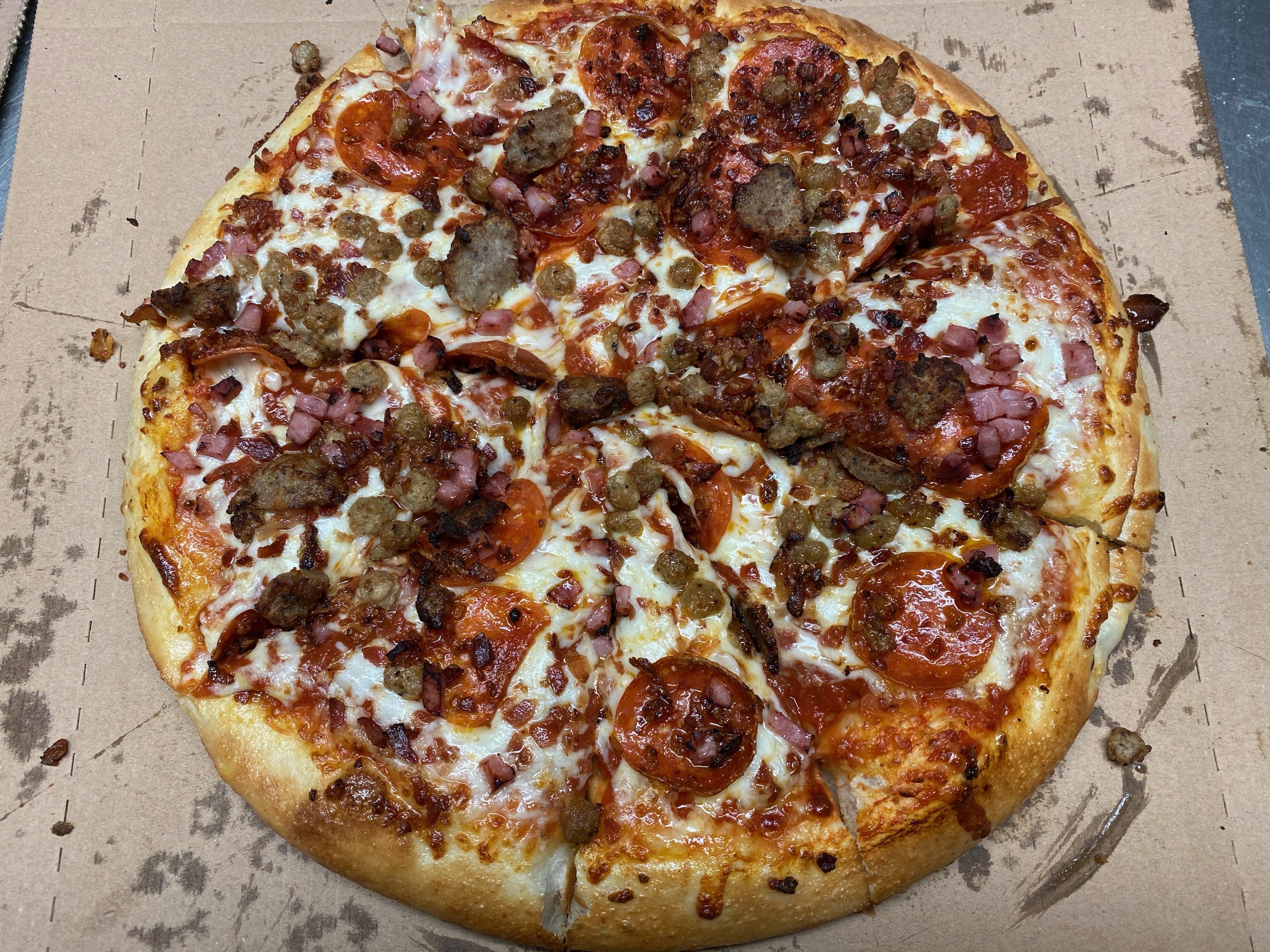 Order Mega Meat Pizza food online from Georgio's Oven Fresh Pizza Co. store, Norton on bringmethat.com