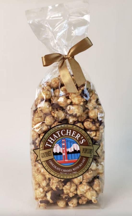Order Chocolate Drizzled Caramel with Sea Salt - 8 Oz food online from Thatcher's Special Popcorn store, San Francisco on bringmethat.com