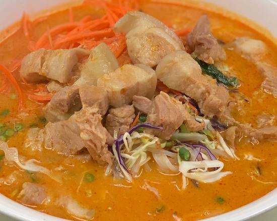 Order Pork Curry Noodle Soup (ໝີ່ກະທິ Mee Kah-Ti) food online from Cafe Khao Neow store, Wasilla on bringmethat.com