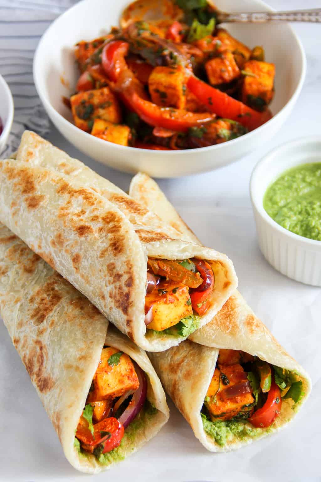 Order Tandoori Wrap With Veggies & Paneer Tikka food online from Fire Naan store, Pleasanton on bringmethat.com
