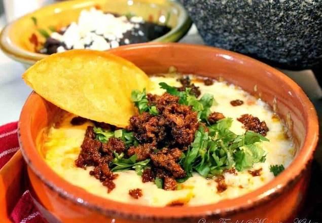 Order Queso con Chorizo food online from Carlos Mexican Restaurant store, Westland on bringmethat.com