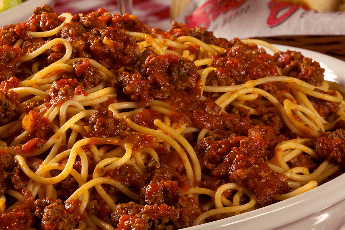 Order Spaghetti with Meat Sauce food online from Buca di Beppo store, Mesa on bringmethat.com