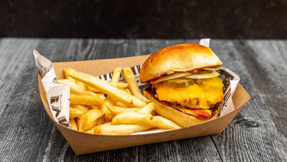Order Cheeseburger with French Fries food online from Rock Club store, San Francisco on bringmethat.com