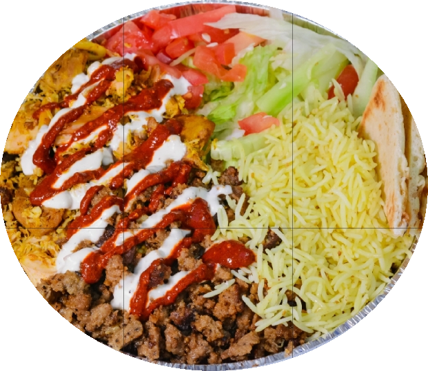 Order Halal Fish Mixed With Lamb-Beef Over Rice With Side Salad food online from The Greek Express store, West Chester on bringmethat.com