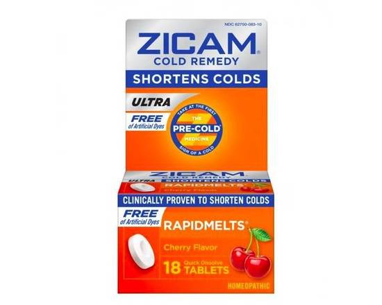 Order Zicam Ultra Cold Remedy Rapidmelts Cherry 18 ct food online from McLean Ave Pharmacy store, Yonkers on bringmethat.com