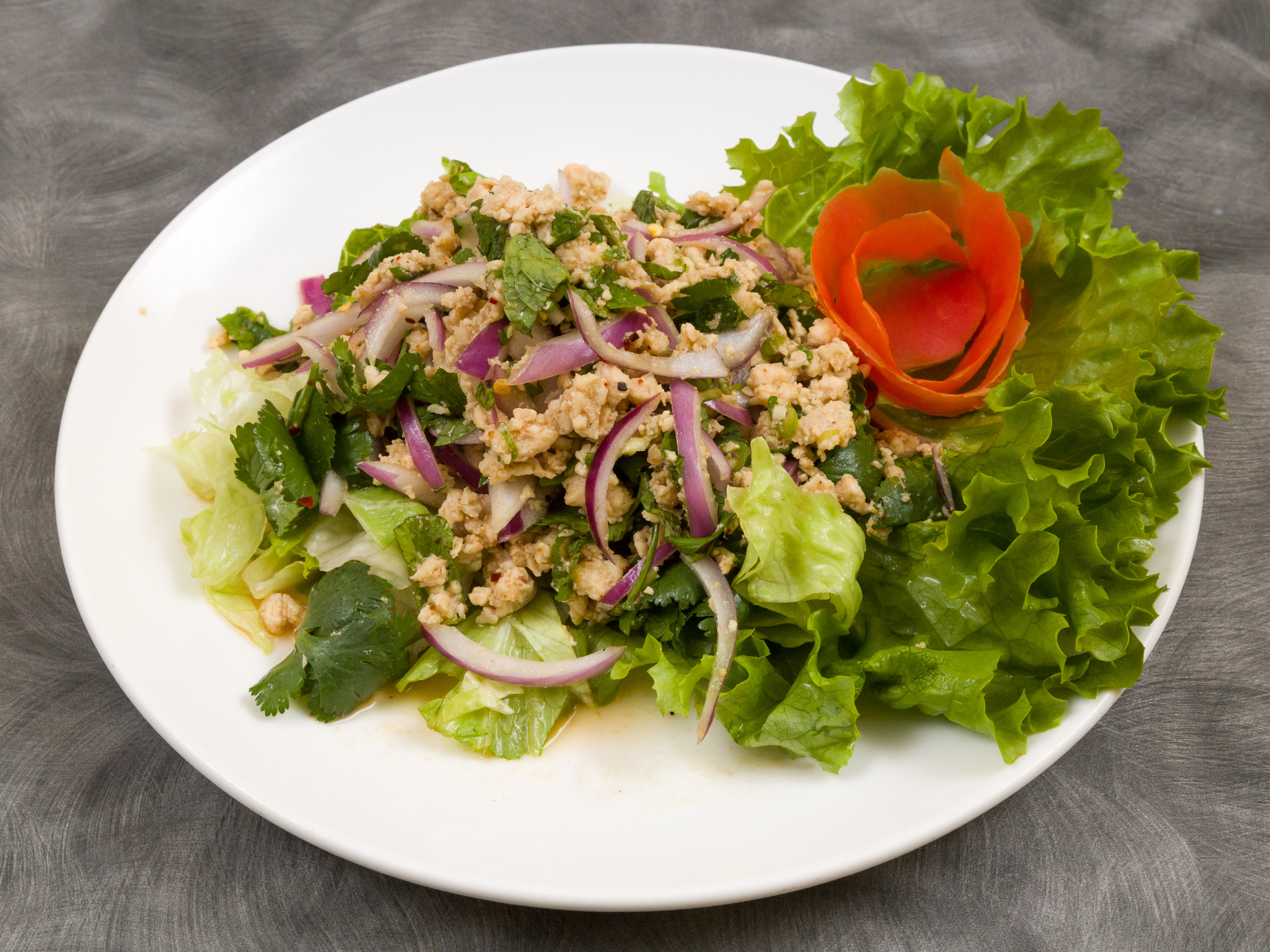Order 4. Larb Chicken Salad food online from Little Thai Cafe store, Houston on bringmethat.com