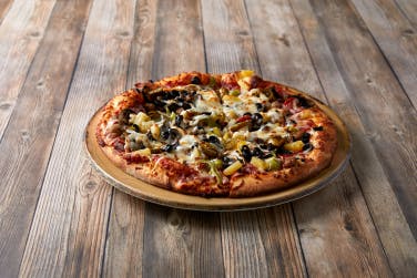 Order Works Pizza - Medium 12'' food online from Giant Pizza King store, Chula Vista on bringmethat.com