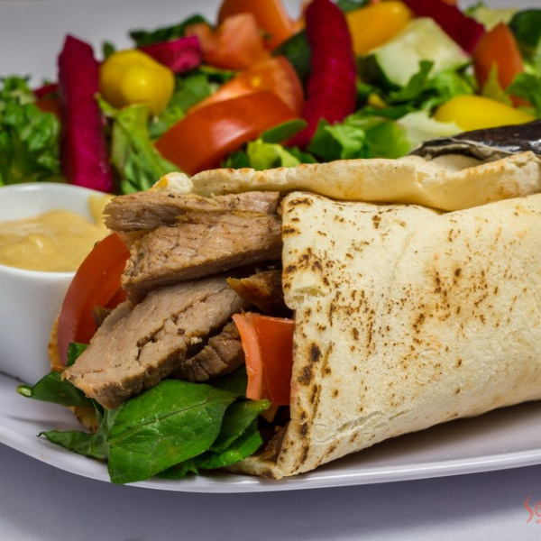 Order 21. Tri-Tip Shawarma Wrap food online from Seasoning Alley store, Monrovia on bringmethat.com