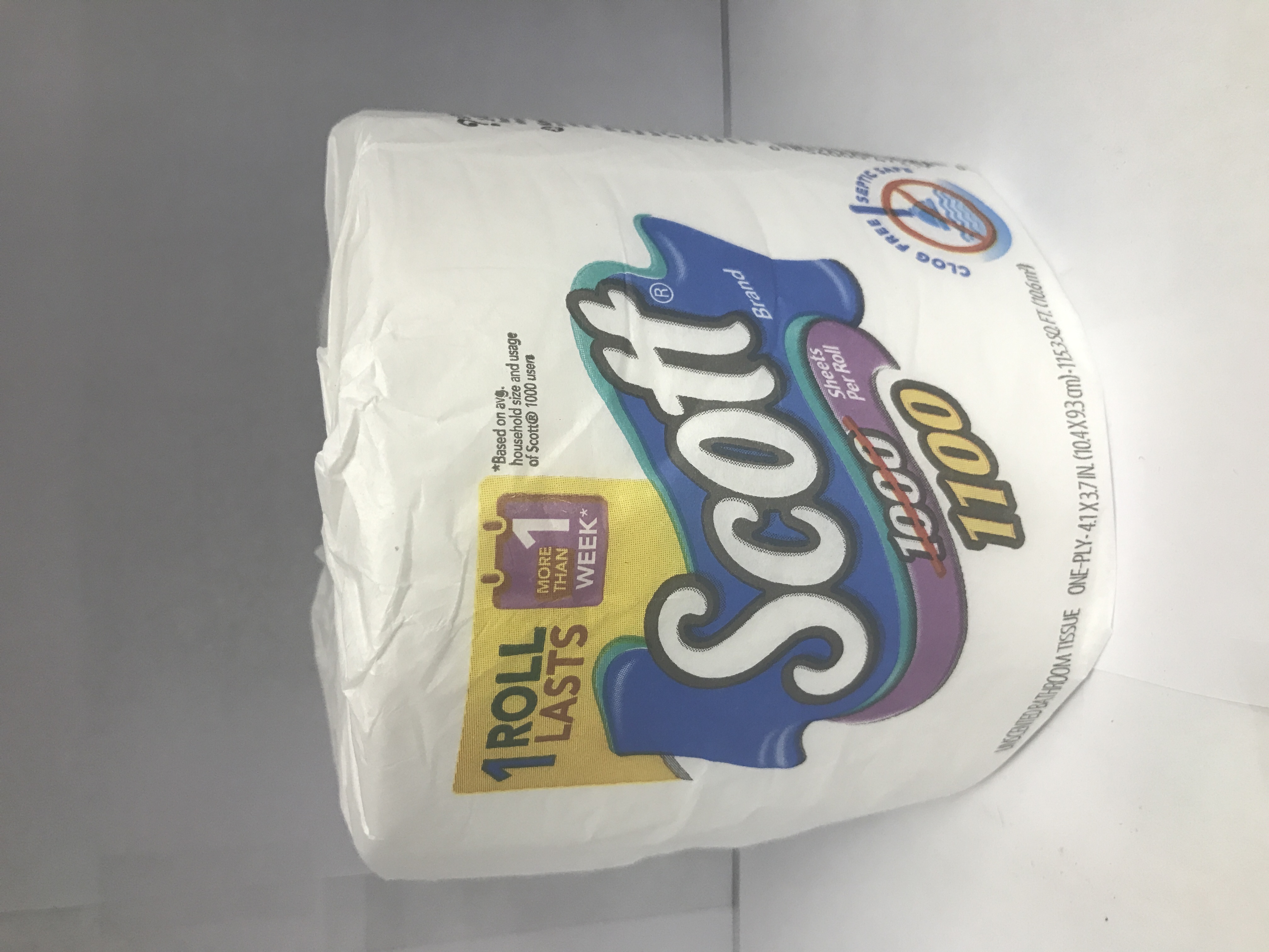Order TOILET PAPER SINGLE ROLL  1000-1100 SHEET Scott food online from The Ice Cream Shop store, Providence on bringmethat.com