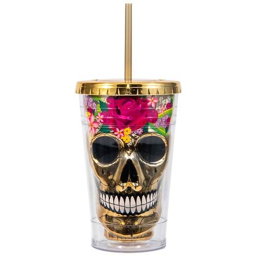 Order Festive Voice DAY OF THE DEAD HALLOWEEN TUMBLER, GOLD - 1.0 ea food online from Walgreens store, Inver Grove Heights on bringmethat.com
