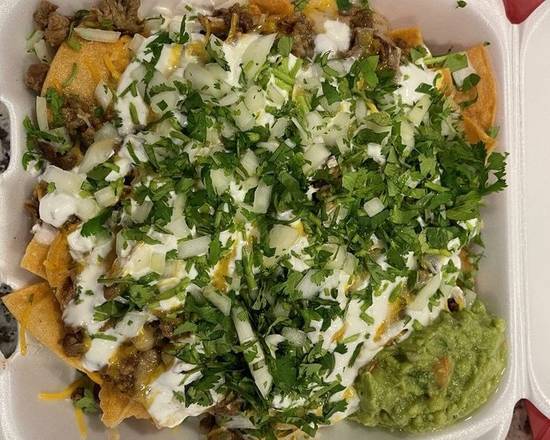 Order Nachos with Meat food online from B&C Tacobar And Burgers store, Yucaipa, on bringmethat.com