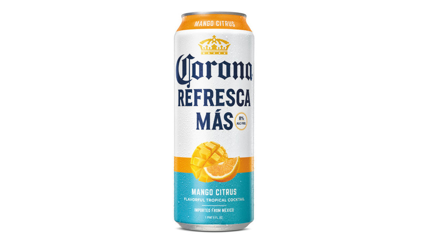 Order Corona Refresca Más Mango Citrus Spiked Tropical Cocktail 24 oz Can food online from JR Food Mart store, Camarillo on bringmethat.com