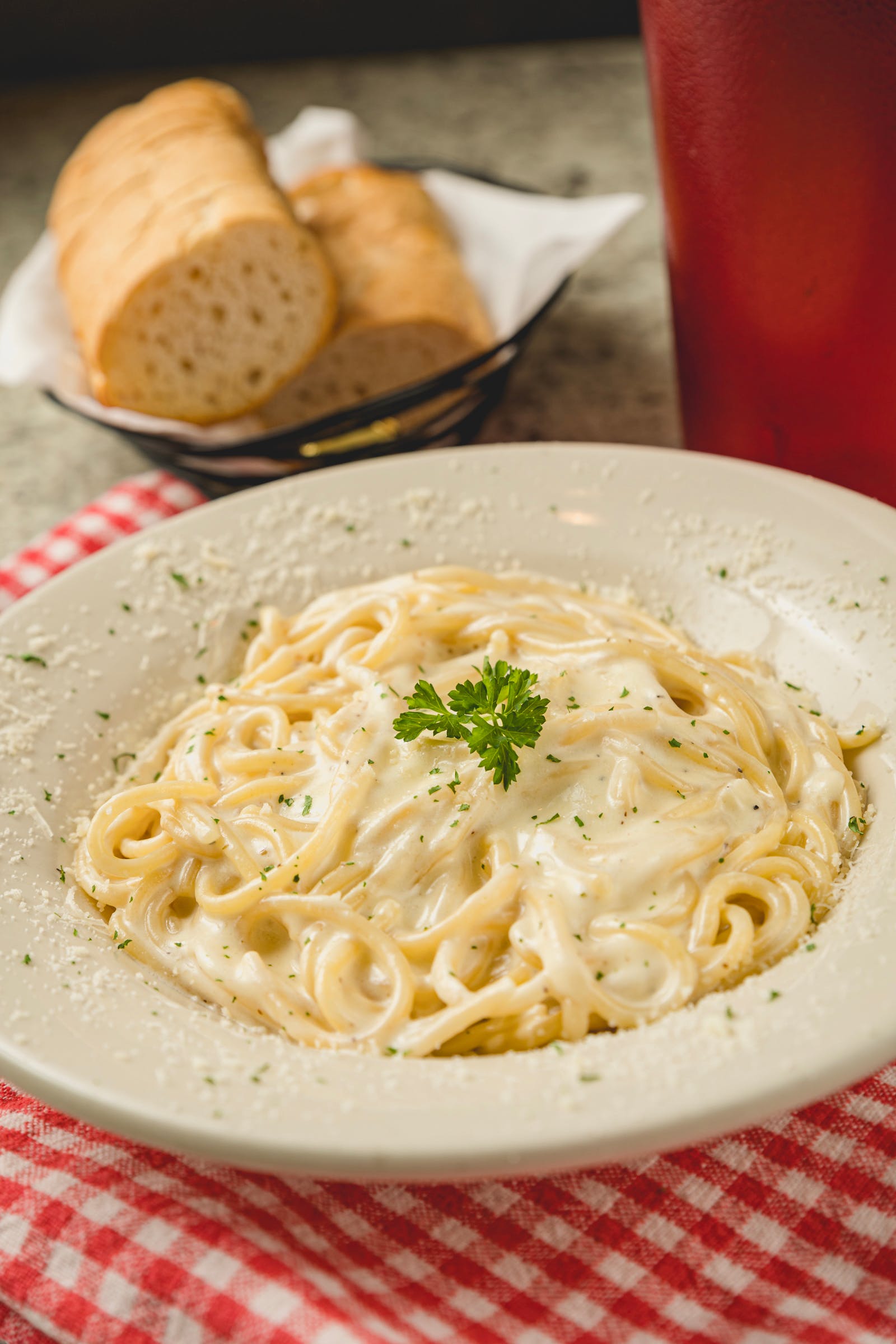 Order Kid's Spaghetti with Alfredo Sauce - Kids food online from Mario Pizza & Pasta store, Seabrook on bringmethat.com