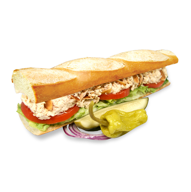 Order 28. Tuna Almond Baguette Sandwich food online from Lee Sandwiches store, Gardena on bringmethat.com