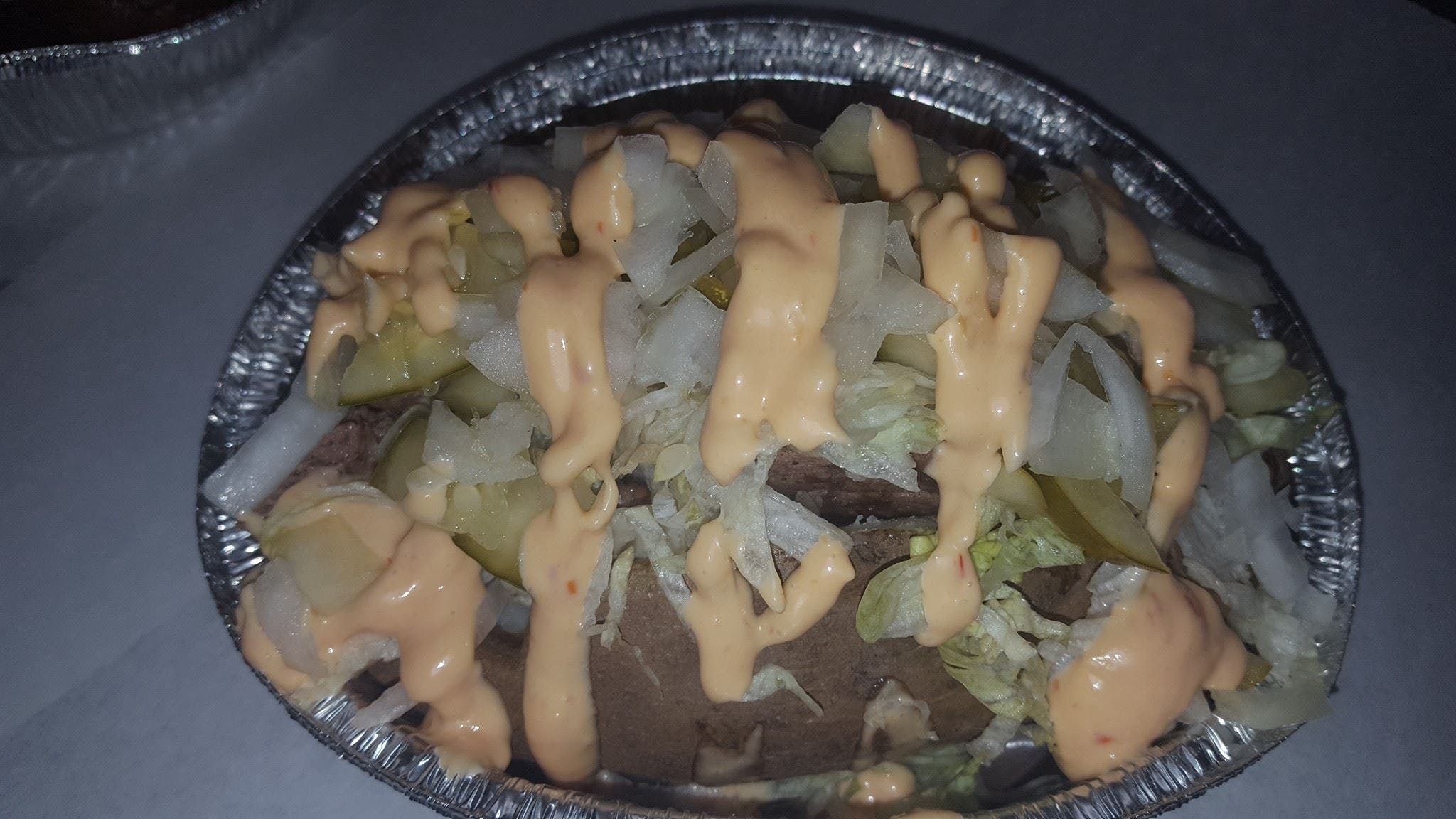 Order The Big "G" Baked Potatoes - 1 lb. food online from Greek Town Pizza & Restaurant store, Lebanon on bringmethat.com