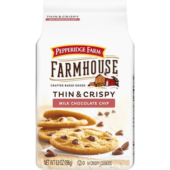 Order Pepperidge Farm Farmhouse Thin & Crispy Milk Chocolate Chip Cookies, 6.9 OZ food online from CVS store, Tulsa on bringmethat.com