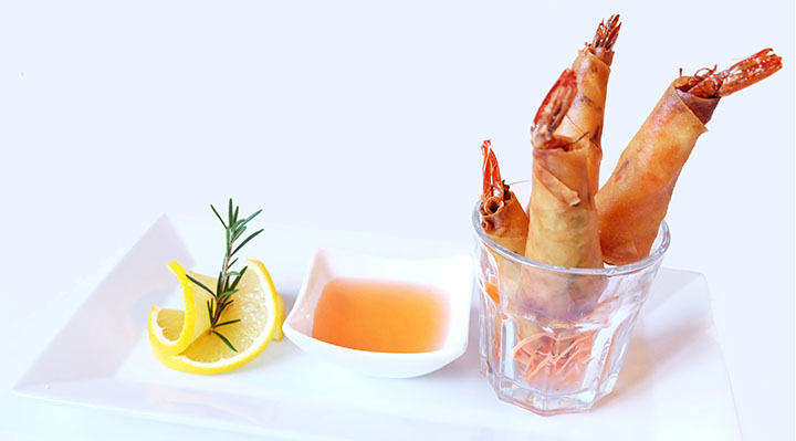 Order 4 Pieces Spring Prawns Roll food online from Sukho Thai store, Bellevue on bringmethat.com