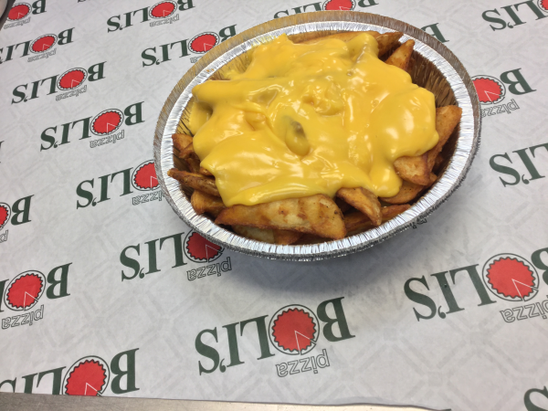 Order Crispy French Fries with Cheddar Cheese Sauce food online from Pizza Boli's store, Lutherville Timonium on bringmethat.com