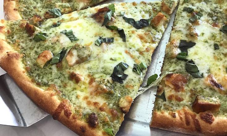 Order Pesto Chicken + Basil Pie food online from Mike's New York Pizzeria store, Ladera Heights on bringmethat.com