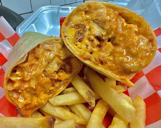 Order Buffalo Chicken Wrap With Fries  food online from Salt Pepper Ketchup store, Hawthorne on bringmethat.com