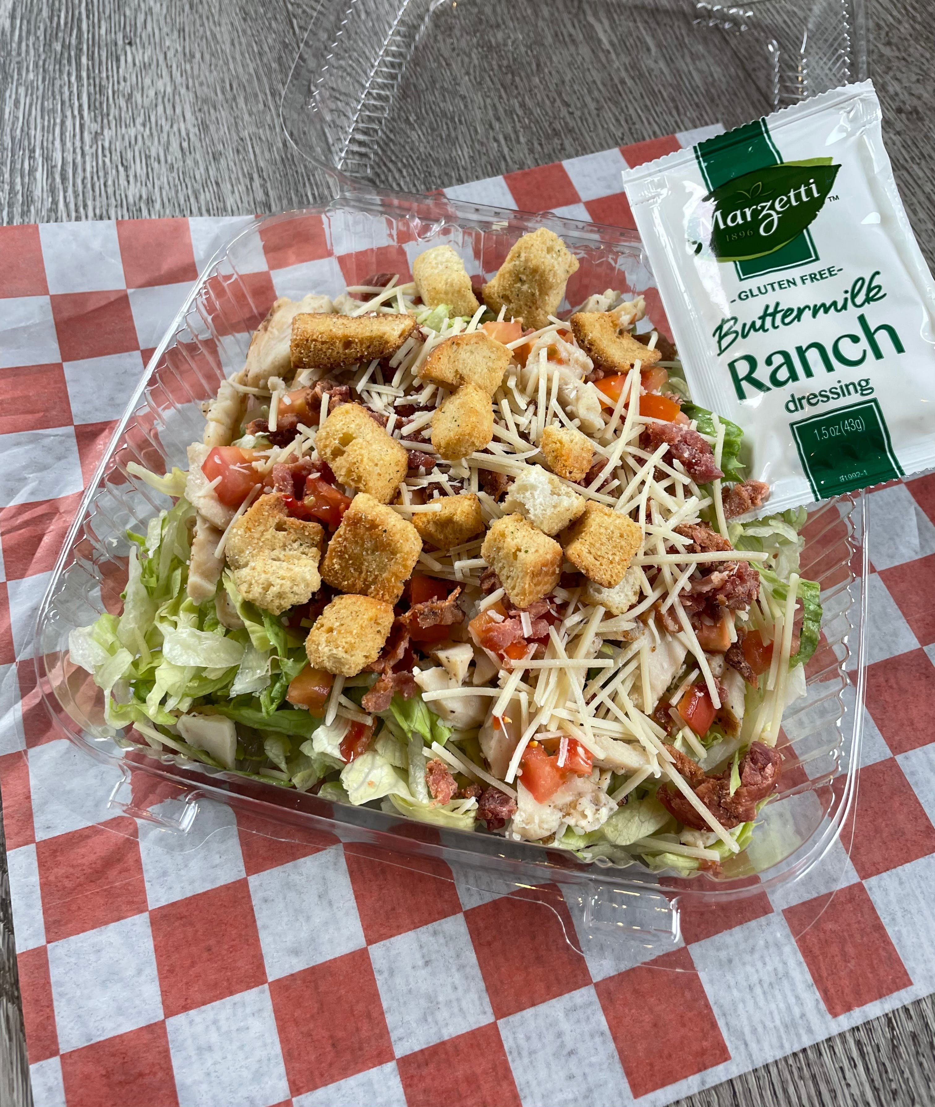 Order Chicken  Bacon Salad - Salad food online from Jimmy's Pizza Litchfield store, Litchfield on bringmethat.com