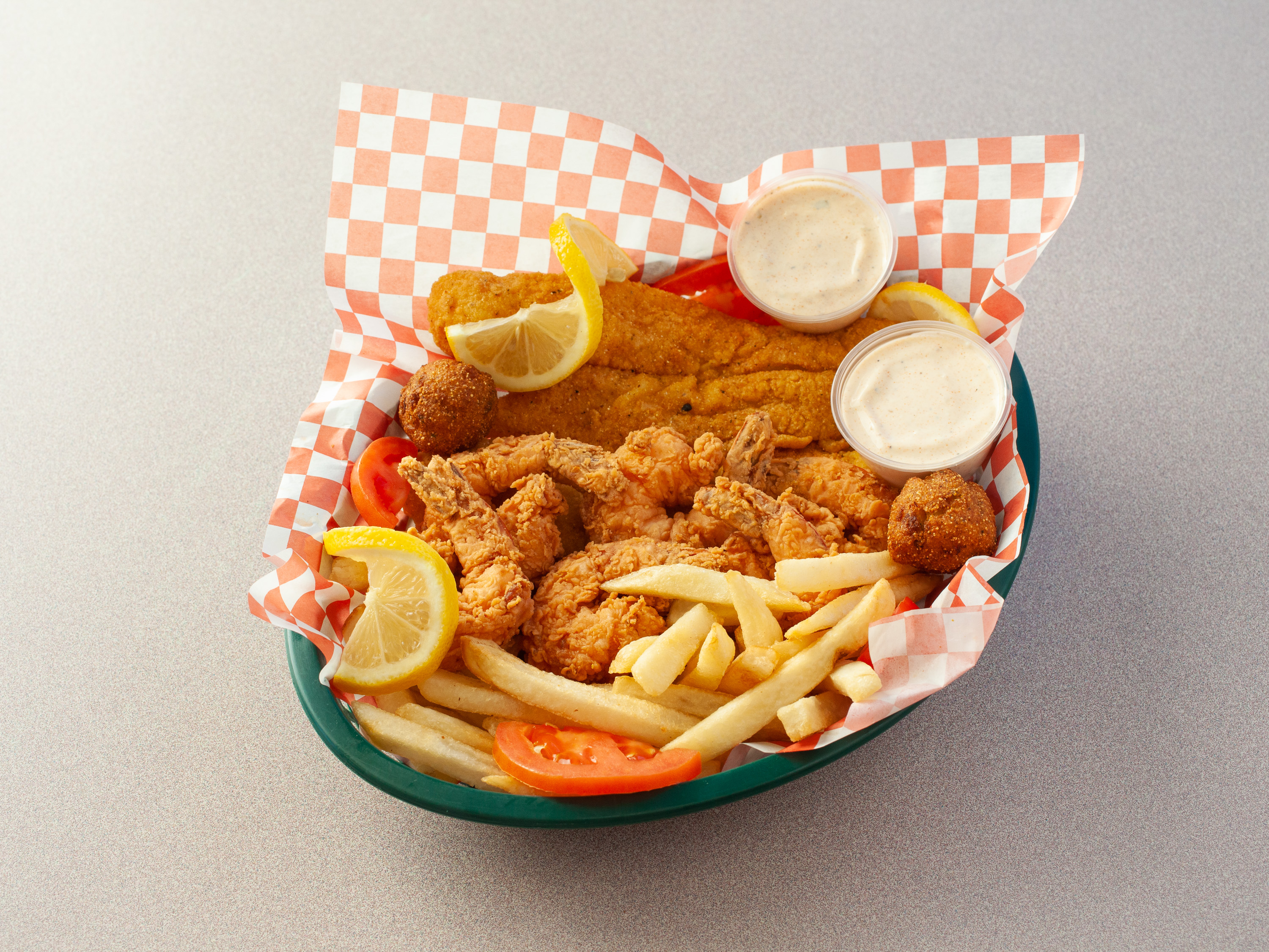Order 2 Piece Fish and 6 Jumbo Shrimp food online from Sam's Southern Eatery store, Durham on bringmethat.com