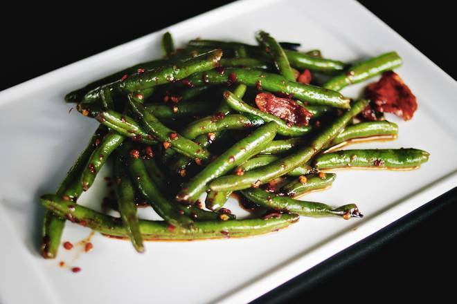 Order Tossed Green Bean with Bacon food online from Mei Mei's Kitchen store, Sunset Valley on bringmethat.com