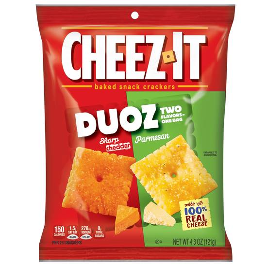 Order Cheez-It DUOZ Baked Snack Cheese Crackers Sharp Cheddar & Parmesan (4.3 oz) food online from Rite Aid store, Eugene on bringmethat.com