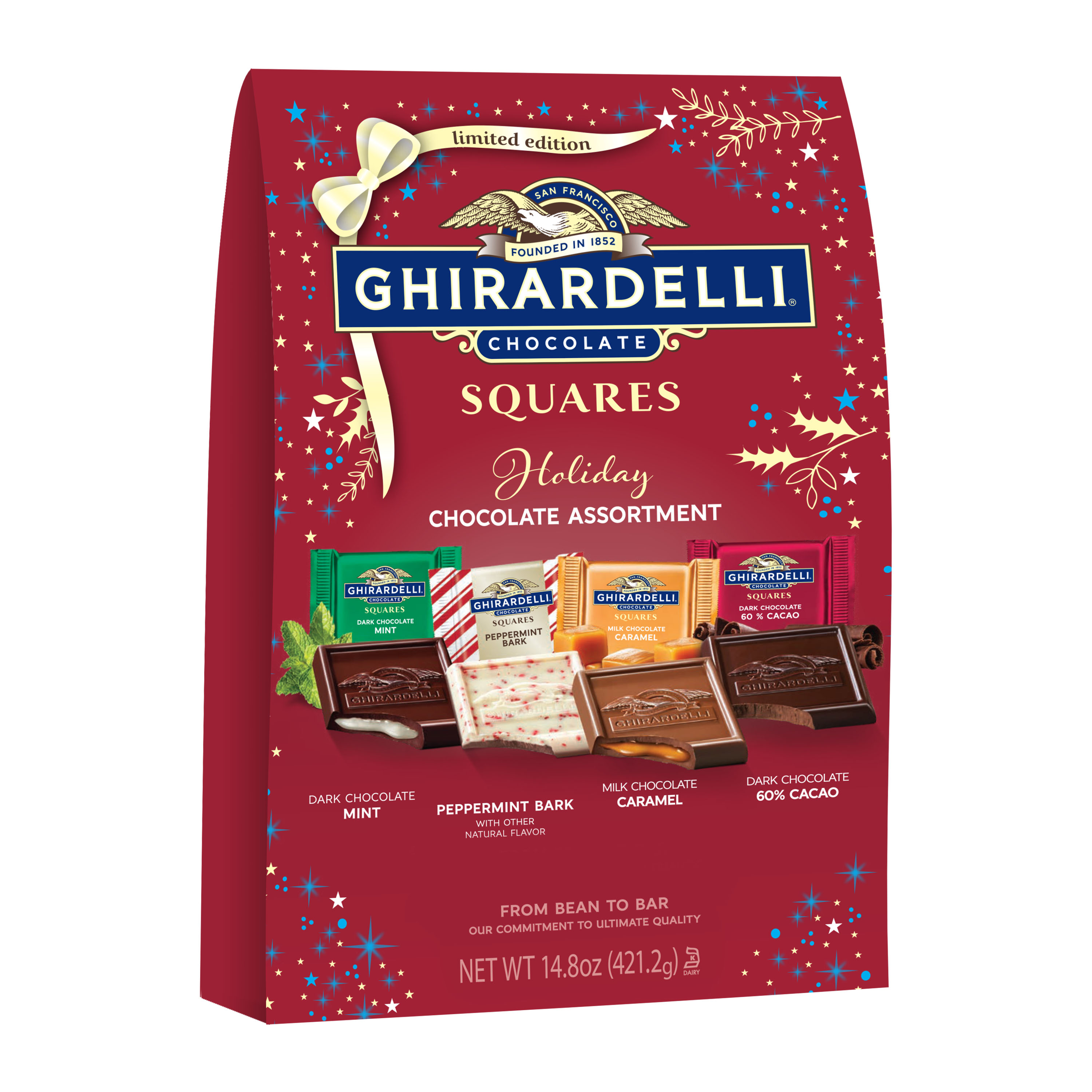 Order Ghirardelli Squares Christmas Chocolate Assortment - 14.8 oz food online from Bartell store, Edmonds on bringmethat.com