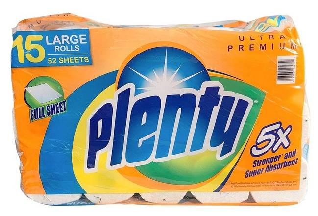 Order Plenty Paper Towels (15 Rolls) food online from Ctown Supermarkets store, Uniondale on bringmethat.com