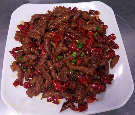 Order 69. Fried Shredded Beef in Chili Sauce food online from Szechuan House store, Ames on bringmethat.com