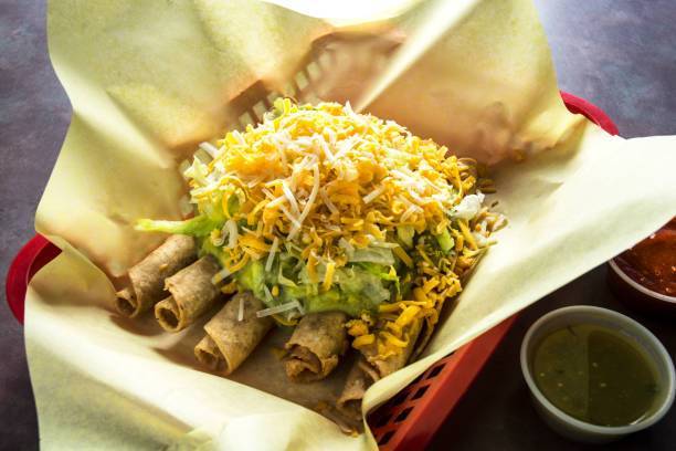 Order 6 Rolled Tacos with Guacamole food online from Carne Asada Fries store, Lake Elsinore on bringmethat.com
