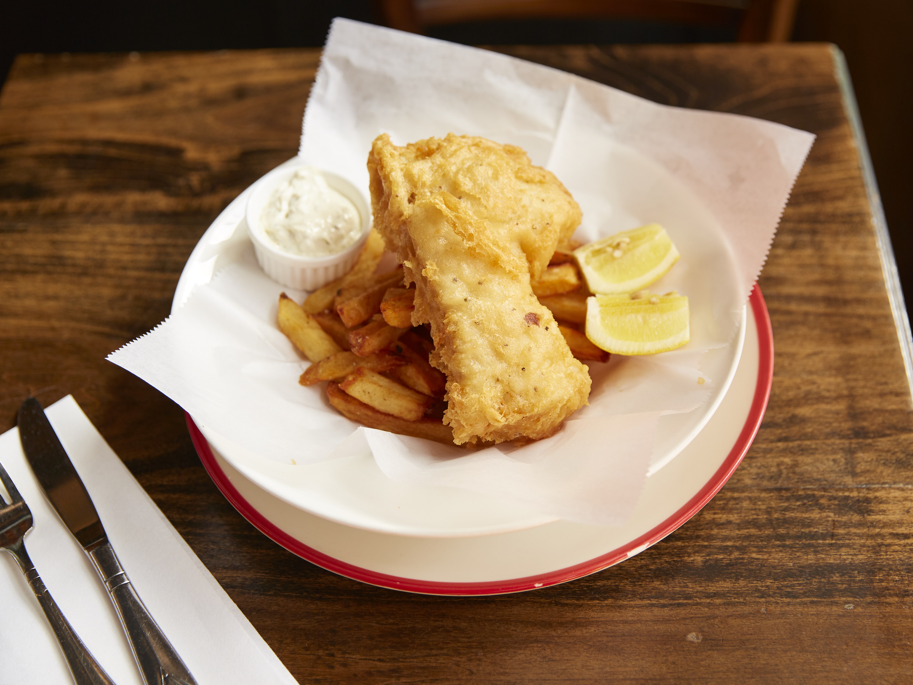 Order Beer-Battered Fish and Chips food online from Oscar's place store, New York on bringmethat.com
