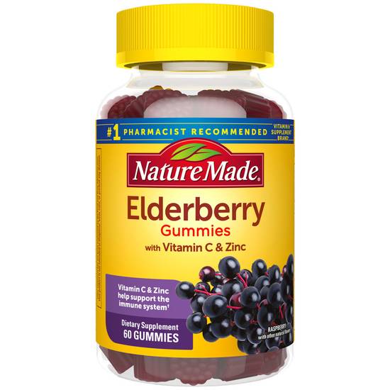 Order Nature Made Elderberry 100mg with Vitamin C & Zinc Gummies Raspberry (60 ct) food online from Rite Aid store, Palm Desert on bringmethat.com
