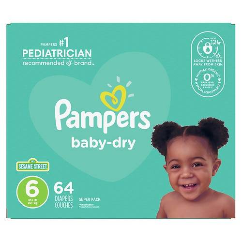 Order Pampers Baby Dry Extra Protection Diapers Super Pack Size 6 - 64.0 ea food online from Walgreens store, Muskegon on bringmethat.com