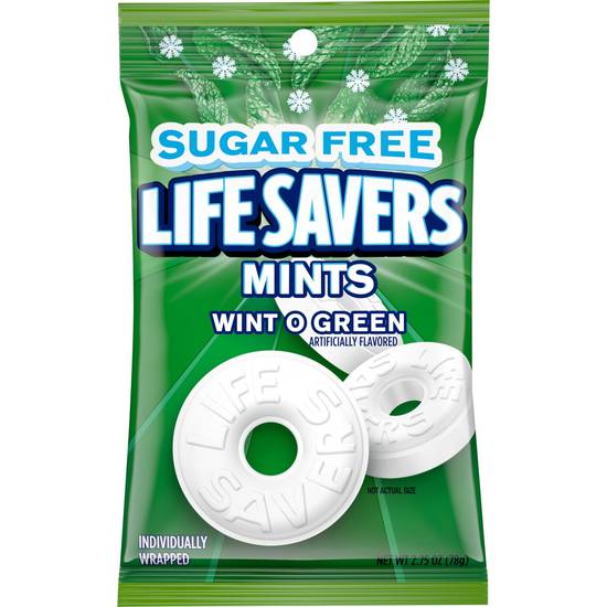 Order LIFE SAVERS Wint-O-Green Sugar Free Breath Mints Hard Candy, 2.75 oz Bag food online from Cvs store, MONTEZUMA on bringmethat.com