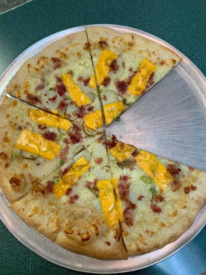Order Loaded Baked Potato Pizza - Large (8 Slices) food online from Knot Just Pizza store, Hopatcong on bringmethat.com