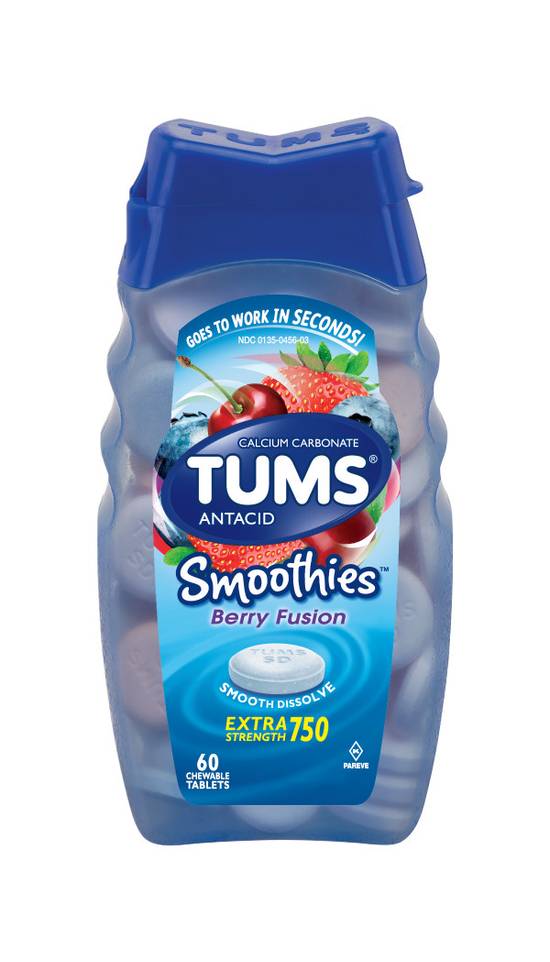 Order Tums Smoothies Extra Strength Antacid Chewable Tablets Berry Fusion (60 ct) food online from Rite Aid store, Wilmington on bringmethat.com
