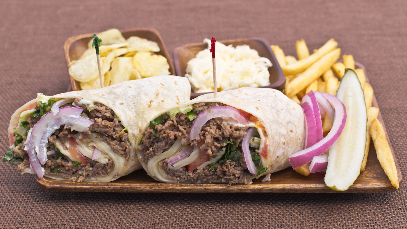 Order Angus Cheeseburger Wrap food online from Golden Desserts store, Albany on bringmethat.com
