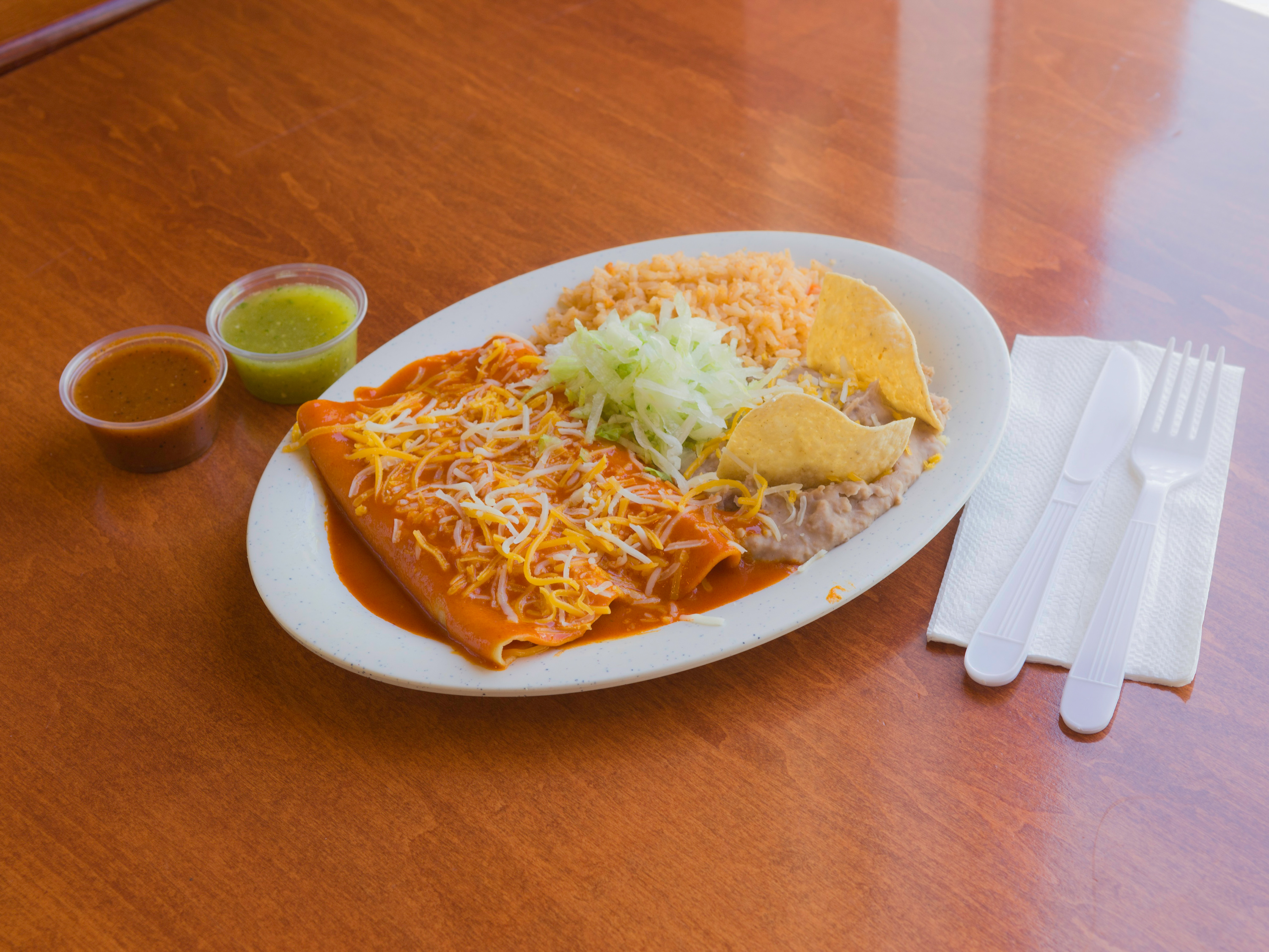 Order 5. Enchiladas Combo food online from Tosinos Mexican Grill store, Gilbert on bringmethat.com