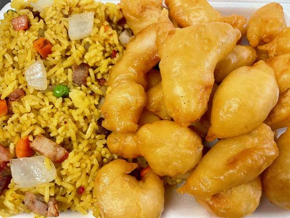 Order Sweet and Sour Chicken with Pork Fried Rice food online from Sui Min House store, Paterson on bringmethat.com