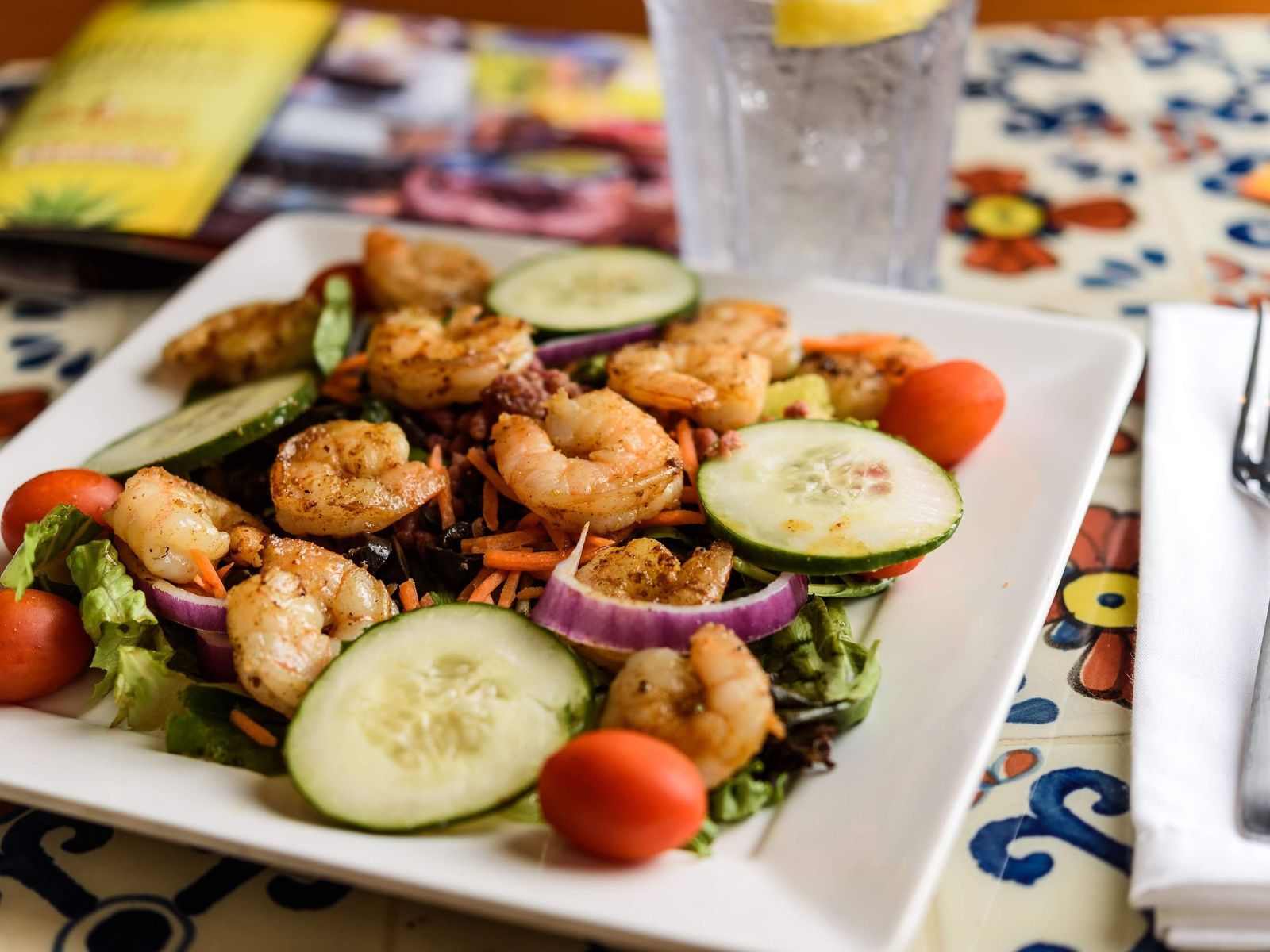Order Grilled Shrimp Salad Bowl food online from Hacienda San Miguel - Mobile store, Mobile on bringmethat.com