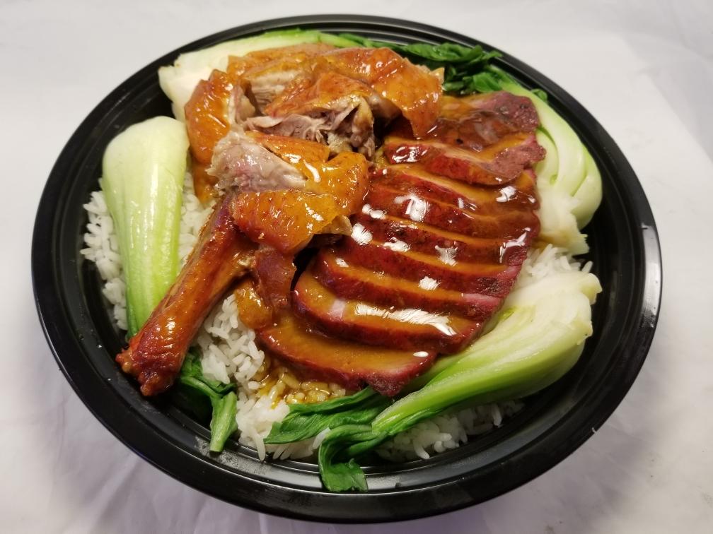 Order BBQ Pork Roasted Duck Combo Over Rice  food online from Lucky Deli store, Los Angeles on bringmethat.com
